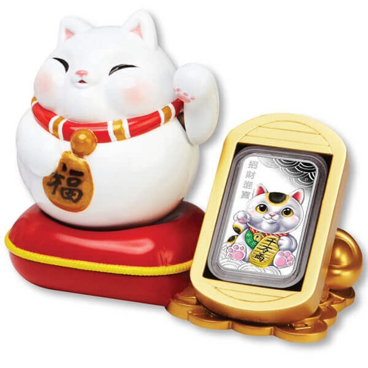 silver lucky cat
