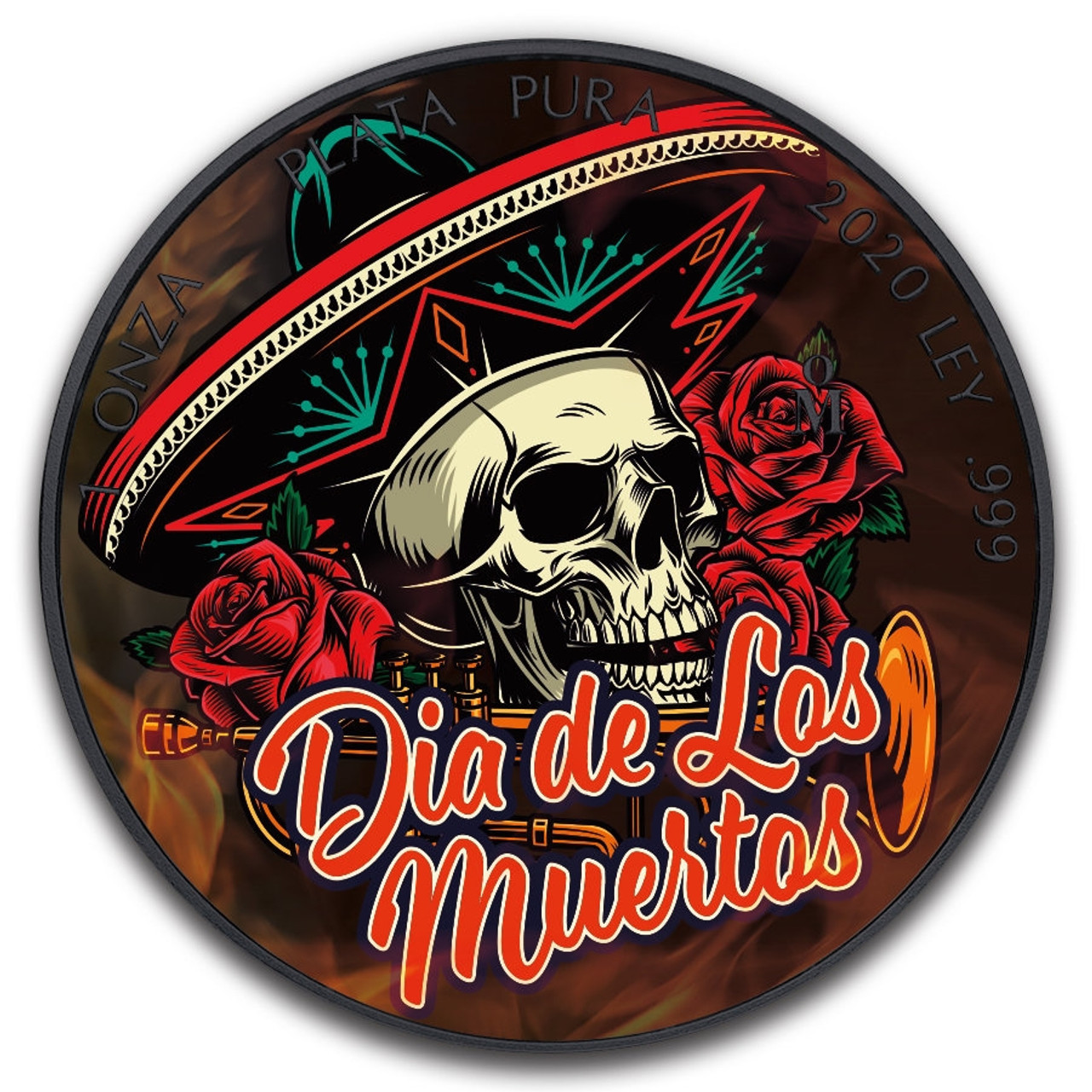 DIAS DE MUERTOS SOMBRERO SKULL Libertad 1 oz Black Ruthenium Coin