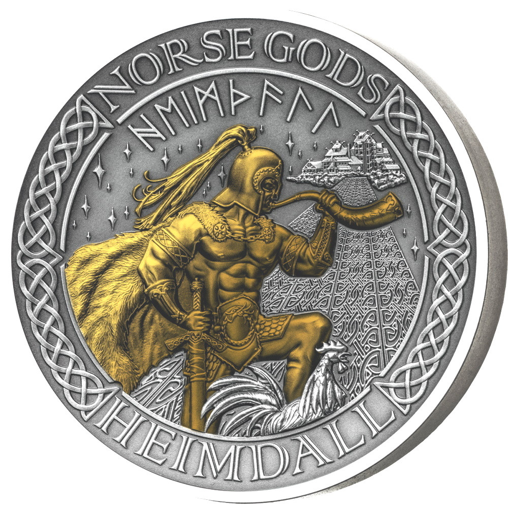 HEIMDALL Norse Gods 2 oz. Silver Gilded Coin Cook Islands 2022