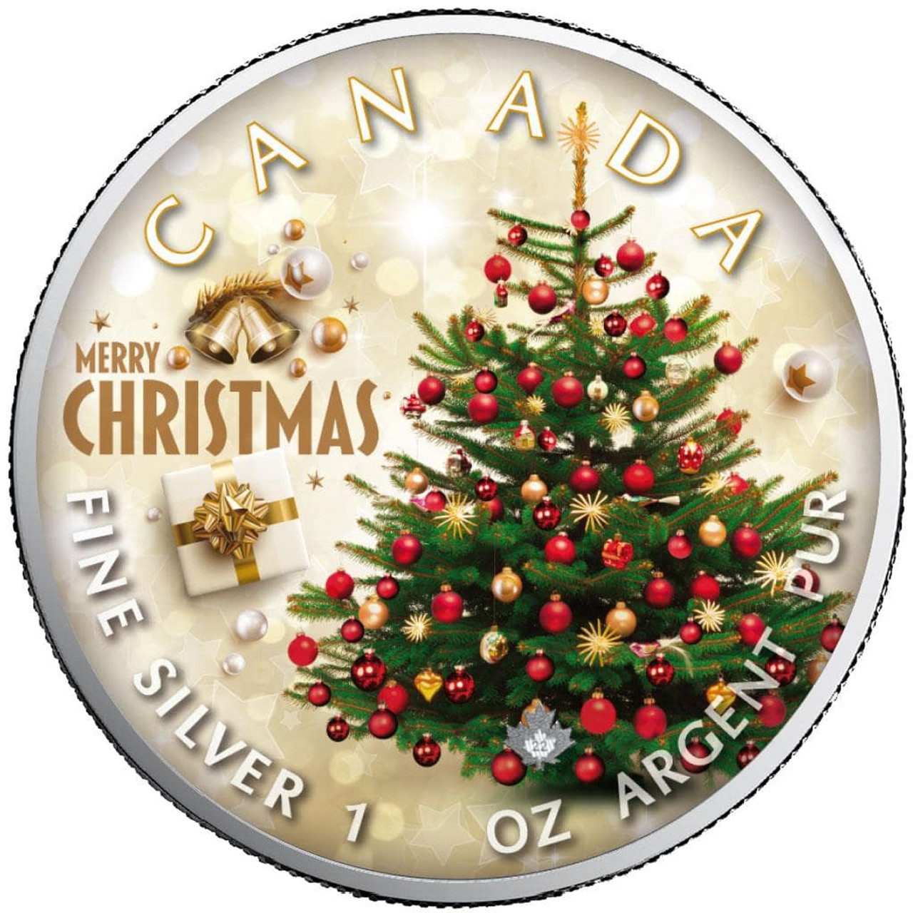 MERRY CHRISTMAS Maple Leaf 1 oz Silver Coin Canada 2022