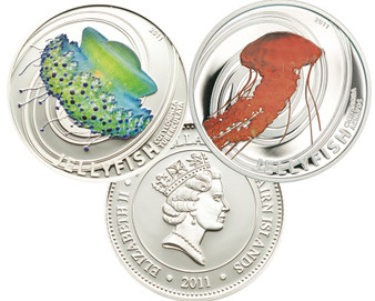 JELLY FISH C. Achlyos & Cotylorhiza Silver Proof 2-Coin 2011 Pitcairn Islands