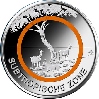 5 € Subtropical Zone ORANGE POLYMERIC RING Germany 2018