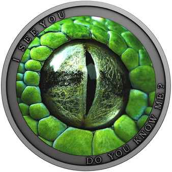 DO YOU KNOW ME Green Mamba Snake Silver Coin $1 Niue 2021