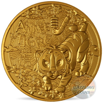 Lunar YEAR of the TIGER 1/4 Euro BU coin France 2022