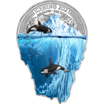 ICEBERG Shaped Colorized 1 oz $2 Silver Coin Fiji 2021