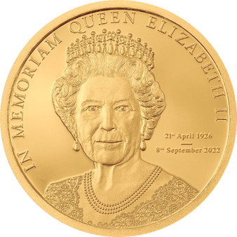IN MEMORIAM QUEEN ELIZABETH II Gold Coin $5 Cook Islands 2022