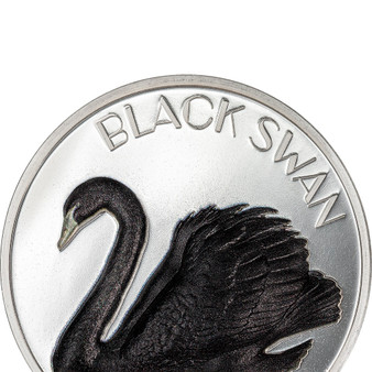 BLACK SWAN Swan 2 oz. Silver Black Proof Coin Cook Islands 2023