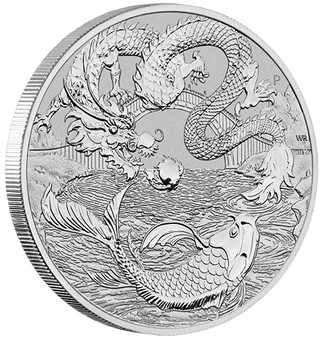 DRAGON & KOI Chinese Myths &Legends 1 oz Silver Coin Australia 2023