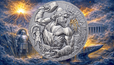 HEPHAESTUS Greek Mythology 3 oz Antique Silver Coin Cameroon 2023