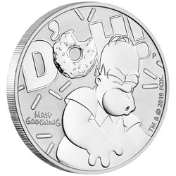 2019 Homer Simpson 1 oz $1 Silver .9999 Dollar Bullion Coin 2019 Homer Simpson 1 oz $1 Silver .9999 Dollar Bullion Coin