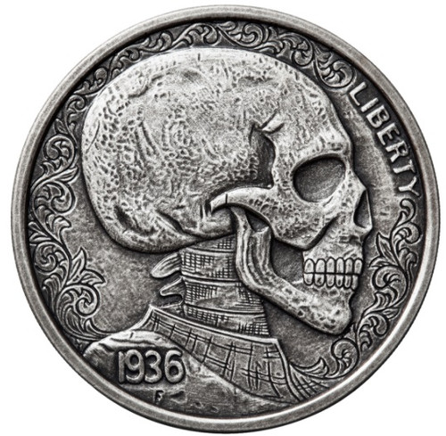 SKULLS & SCROLLS 1 oz Silver Antique finish round with Serial Number SKULLS & SCROLLS 1 oz Silver Antique finish round with Serial Number