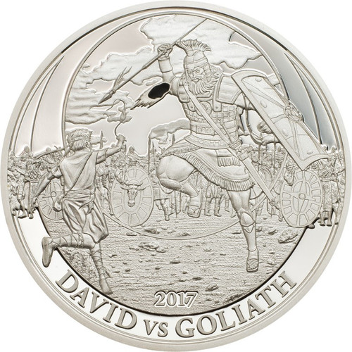 DAVID VS GOLIATH Biblical Stories Silver coin 2$ Palau 2017