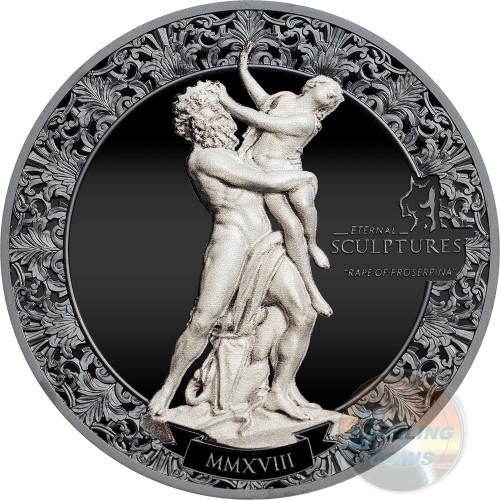 RAPE OF PROSERPINA Eternal Sculptures 2 Oz Silver Coin 10$ Palau 2018