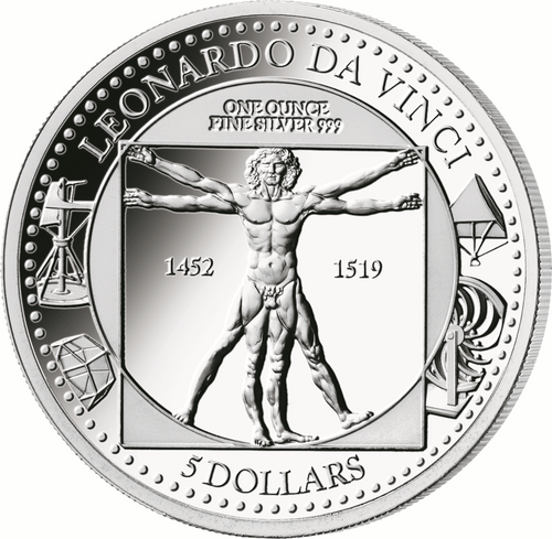 500 Years of LEONARDO DA VINCI ”THE VITRUVIAN MAN“1 oz Silver coin 2019 500 Years of LEONARDO DA VINCI ”THE VITRUVIAN MAN“1 oz Silver coin 2019