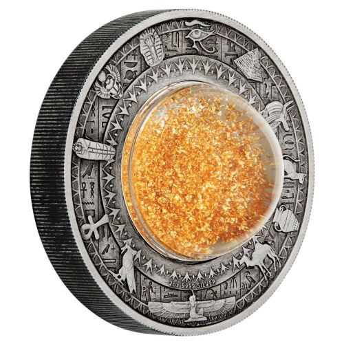Golden Treasures of Ancient Egypt 2oz Silver Antiqued Coin Tuvalu 2019