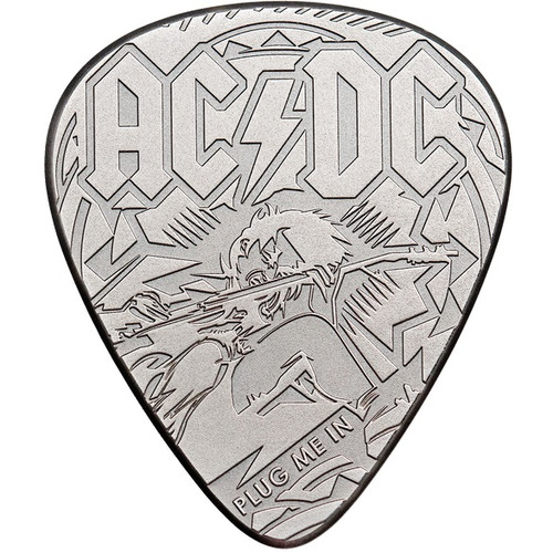 AC/DC Guitar Pick Plug me in $2 Silver Coin Cook Islands 2019 AC/DC Guitar Pick Plug me in $2 Silver Coin Cook Islands 2019
