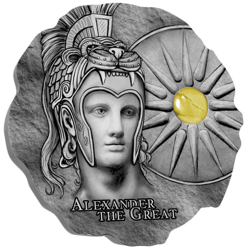 ALEXANDER THE GREAT w/Cat's Eye Stone Insert Silver Coin Cameroon 2020 ALEXANDER THE GREAT w/Cat's Eye Stone Insert Silver Coin Cameroon 2020