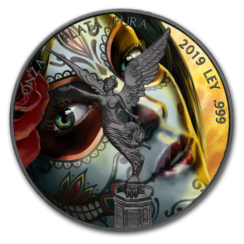 SANTA MUERTE Libertad 1 oz Silver Ruthenium plated Coin Mexico 2019 SANTA MUERTE Libertad 1 oz Silver Ruthenium plated Coin Mexico 2019