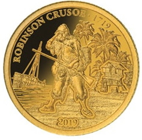 ROBINSON CRUSOE 300 Anniversary Gold Proof Coin Fiji 2019 ROBINSON CRUSOE 300 Anniversary Gold Proof Coin Fiji 2019
