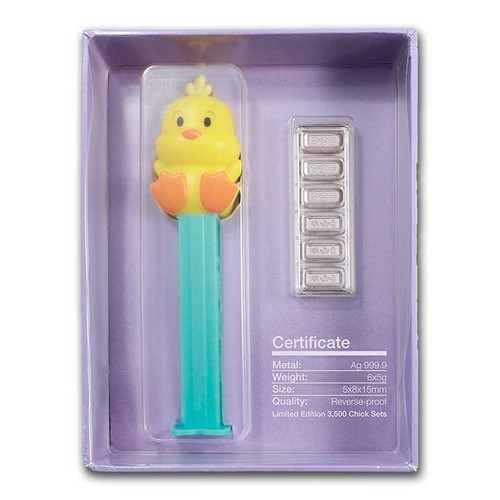 2021 PEZ® Gift Set - CHICK Dispenser & 6x 5 g Silver Wafers