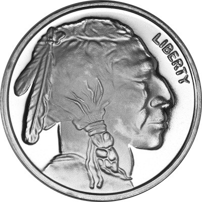 Buffalo Nickel Design 1 oz Silver BU Round
