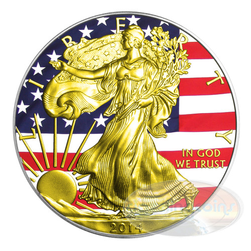 2014 1 oz $1 Silver Eagle "Civil War - The Union" - Color/ 24K Gold