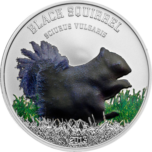 Black Squirrel Silver Proof Coin 5$ Cook Island 2013