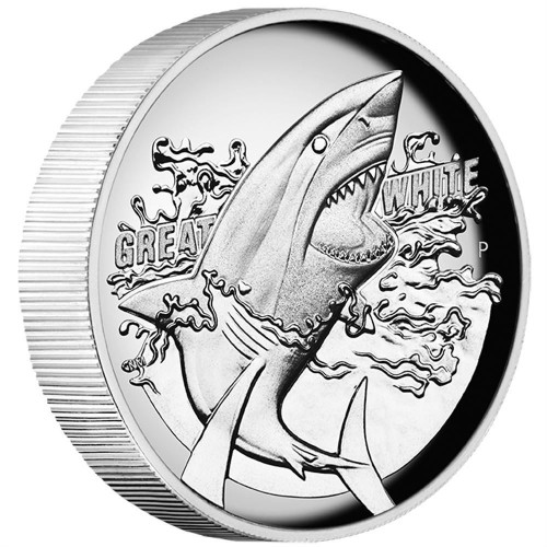 AUStralia 2015 1 OZ SILVER GREAT WHITE SHARK High relief