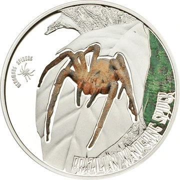 Brazilian Wandering Spider - 5$ Cook Island Silver Coin 2011