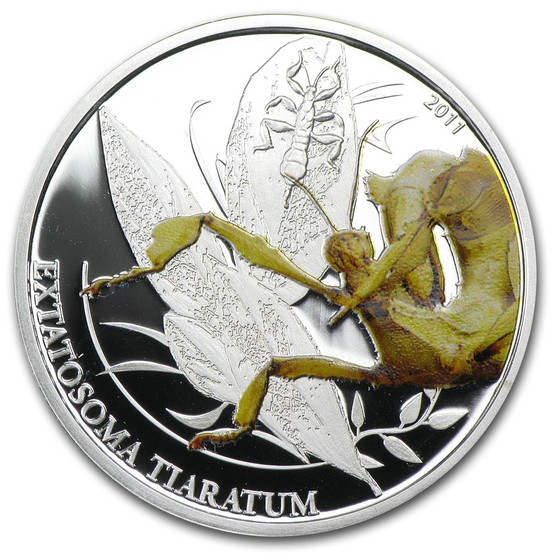 Walking Leaf - Amazing Insect - $2 Palau 2011 Silver Proof Coin