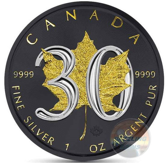 30th Ann. Canadian Silver Maple - GOLD BLACK EMPIRE - 1 OZ SILVER COIN 2018