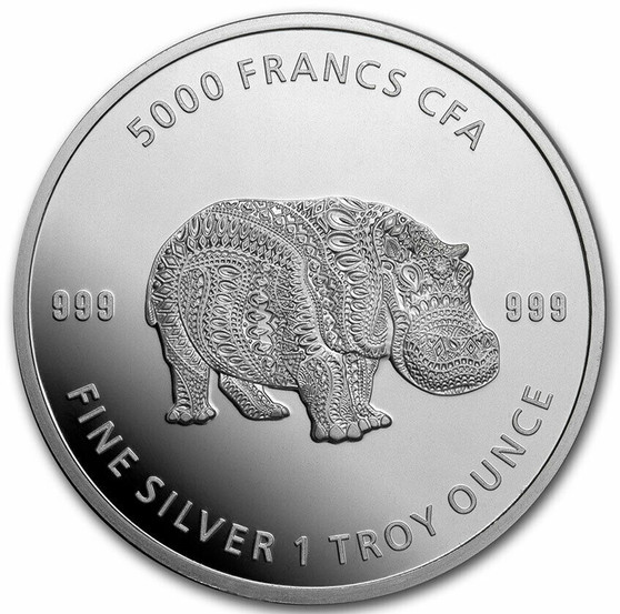 HIPPO MANDALA 1 oz Premium Silver Coin Chad 2020