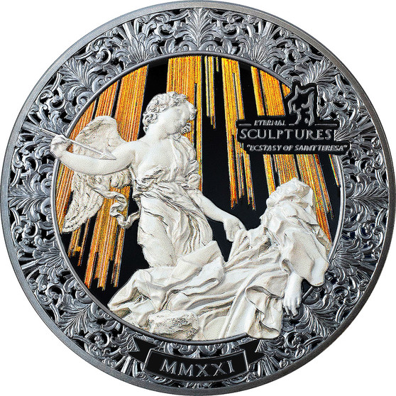 ECSTASY OF SAINT TERESA Eternal Sculptures 5 oz Silver Coin Palau 2021