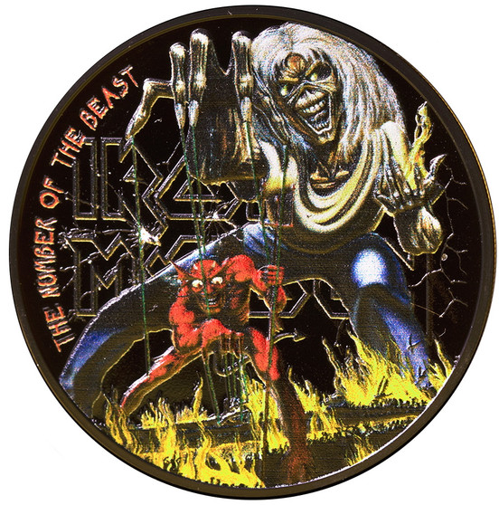 IRON MAIDEN The Number of The Beast 1 oz Silver Coin Cook Islands 2022