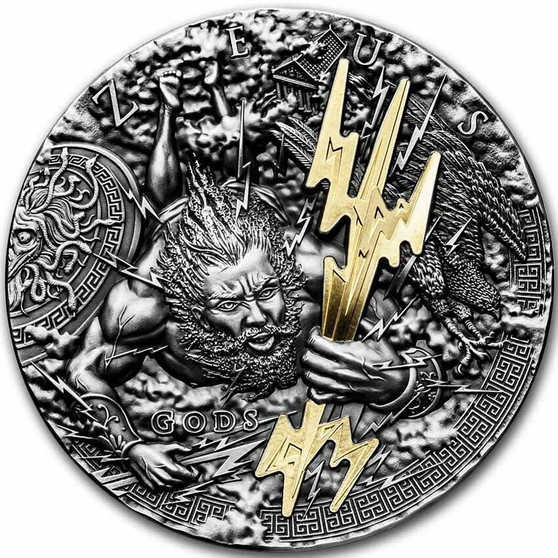 ZEUS King of the Gods 2 oz Silver High Relief Coin Niue 2021