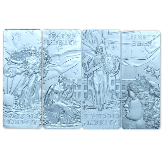 THE LADY LIBERTY SET 4 x 1 oz Silver Coins $5 Barbados 2022