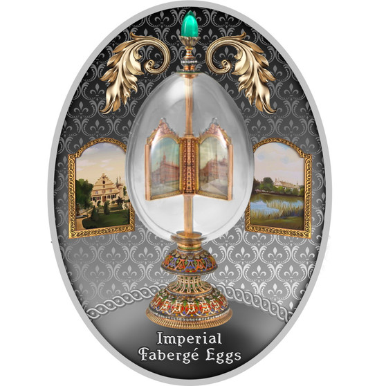 EGG with Revolving Miniatures Faberge Egg Silver Proof Coin Niue 2021