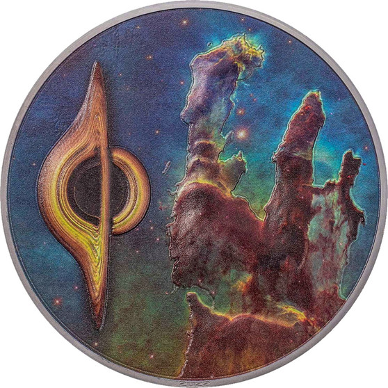 Pillars of Creation & Black Hole Space Final Frontier 3 oz. Silver Coin $20 Palau 2022