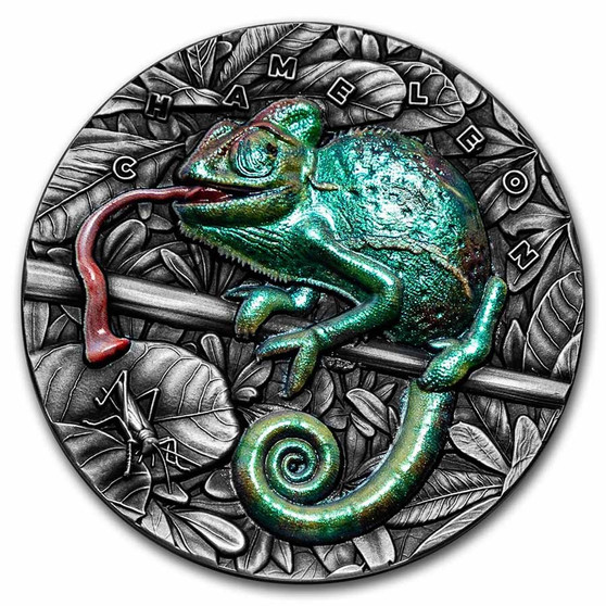 CHAMELEON Amazing Animals 3 oz. Silver Holographic Coin Niue 2021