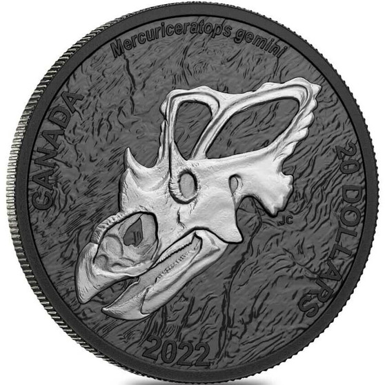 MERCURY’S HORNED FACE Discovering Dinosaurs $20 Silver Coin Canada 2022