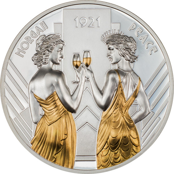 MORGAN AND PEACE 1 oz. Silver Coin $1 Cook Islands 2021