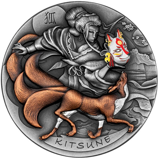 KITSUNE Japanese folklore 2 oz Silver Coin $5 Niue 2022