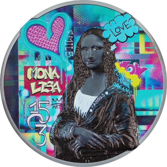 MONA LISA Graffiti Art 3 Oz Silver Coin Cook Islands 20233