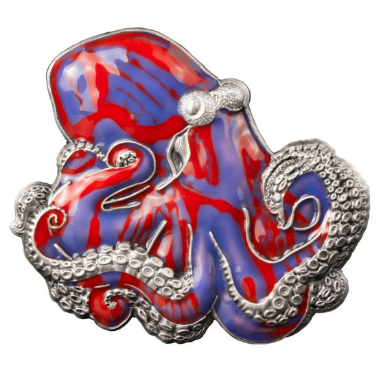 OCTOPUS 3 oz Thermochromic  Silver Coin Barbados 2024