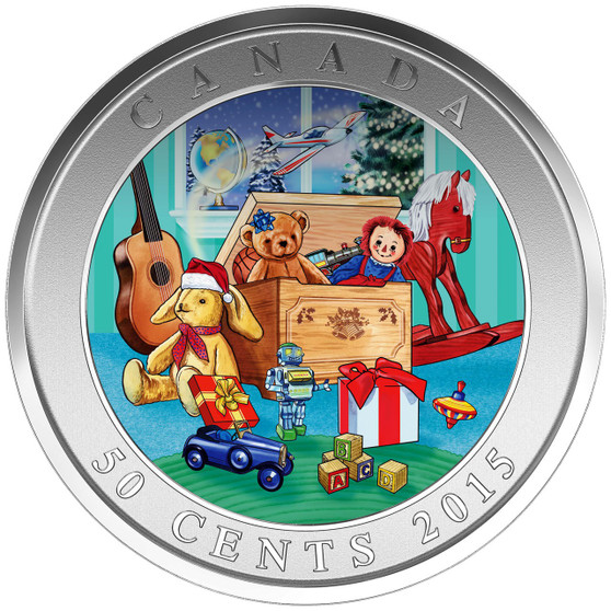 Holiday Toy Box - Lenticular 3D  50 cent Coin Canada 2015