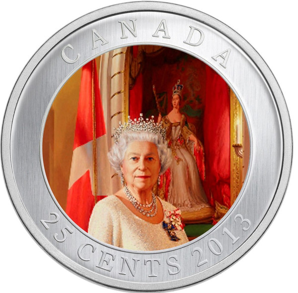 2013 '60th Ann. of The Queen's Coronation' Colorized 25Ct Coin