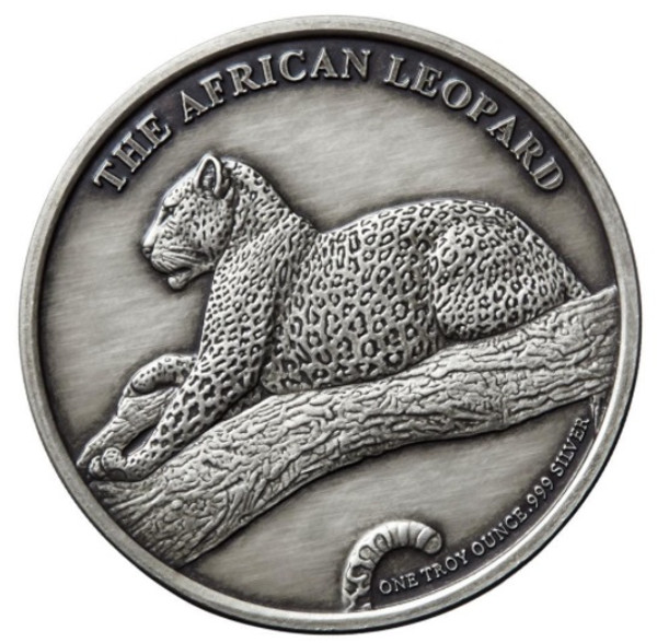 The KRUGER LEOPARD 1 oz Silver Antique finish round with Serial Number The KRUGER LEOPARD 1 oz Silver Antique finish round with Serial Number