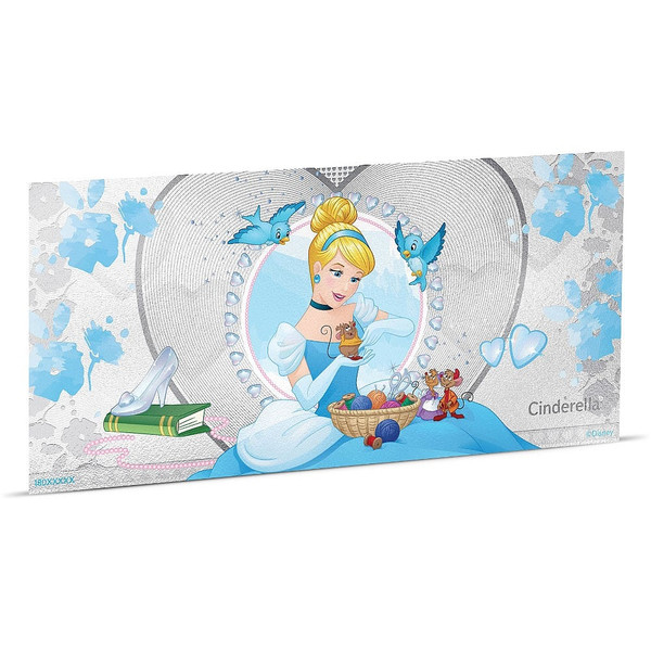 CINDERELLA Disney Princess Foil Silver Note 1$ Niue 2018