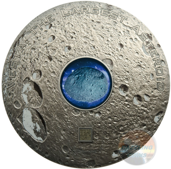 VESTA THE LARGEST ASTEROID Hed Meteorites 3 Oz Silver Coin 20$ Cook Islands 2018