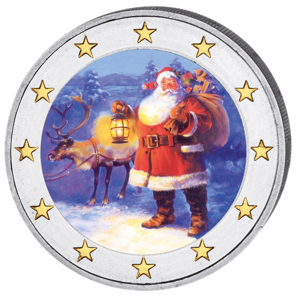 2 Euro Christmas Colored Coin with Santa Claus